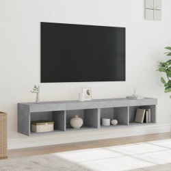 vidaXL Muebles de TV con luces LED 2 uds gris hormigón 80x30x30 cm
