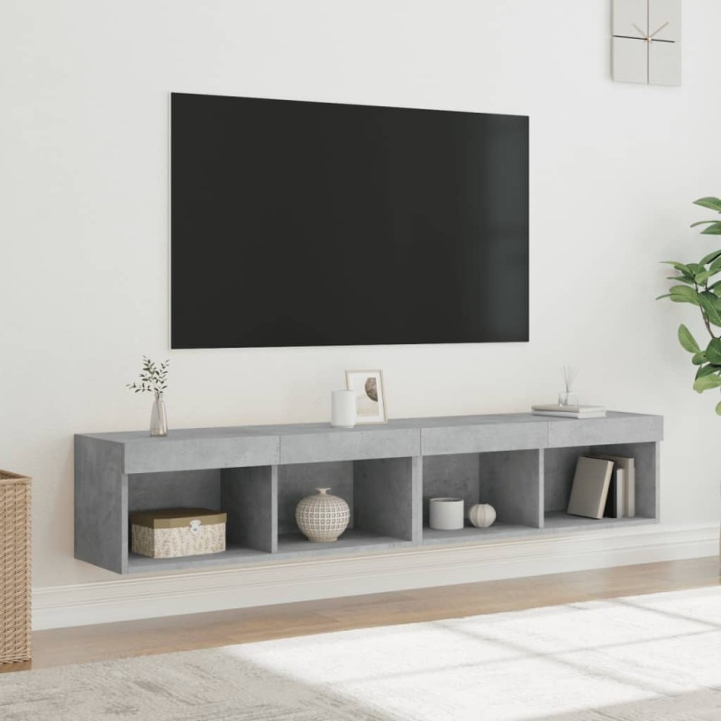 vidaXL Muebles de TV con luces LED 2 uds gris hormigón 80x30x30 cm vidaXL Muebles de TV con luces LED 2 uds gris hormigón 80x30x30 cm