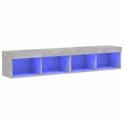 vidaXL Muebles de TV con luces LED 2 uds gris hormigón 80x30x30 cm