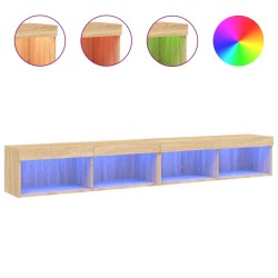 vidaXL Muebles de TV con luces LED 2 uds roble Sonoma 100x30x30 cm