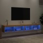vidaXL Muebles de TV con luces LED 2 uds roble Sonoma 100x30x30 cm