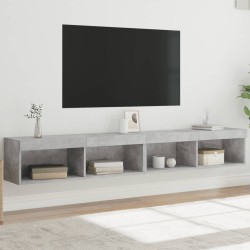 vidaXL Muebles de TV con luces LED 2 uds gris hormigón 100x30x30 cm