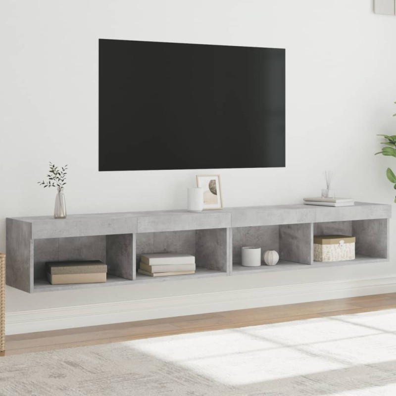 vidaXL Muebles de TV con luces LED 2 uds gris hormigón 100x30x30 cm vidaXL Muebles de TV con luces LED 2 uds gris hormigón 100x30x30 cm