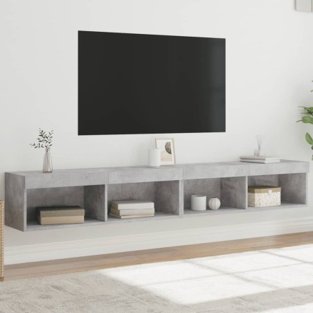 vidaXL Muebles de TV con luces LED 2 uds gris hormigón 100x30x30 cm