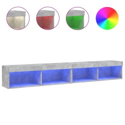 vidaXL Muebles de TV con luces LED 2 uds gris hormigón 100x30x30 cm
