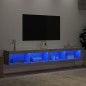 vidaXL Muebles de TV con luces LED 2 uds gris hormigón 100x30x30 cm vidaXL Muebles de TV con luces LED 2 uds gris hormigón 100x30x30 cm