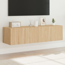vidaXL Muebles de TV de pared luces LED 2 uds roble Sonoma 60x35x31 cm