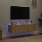 vidaXL Muebles de TV de pared luces LED 2 uds roble Sonoma 60x35x31 cm vidaXL Muebles de TV de pared luces LED 2 uds roble Sonoma 60x35x31 cm