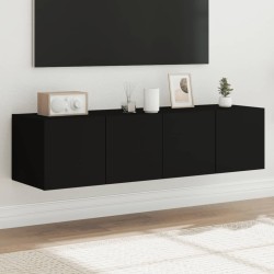 vidaXL Muebles de TV de pared con luces LED 2 uds negro 60x35x31 cm