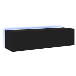 vidaXL Muebles de TV de pared con luces LED 2 uds negro 60x35x31 cm