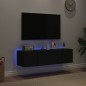 vidaXL Muebles de TV de pared con luces LED 2 uds negro 60x35x31 cm vidaXL Muebles de TV de pared con luces LED 2 uds negro 60x35x31 cm