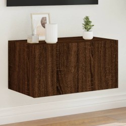 vidaXL Mueble de TV de pared con luces LED roble marrón 60x35x31 cm