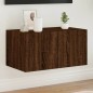 vidaXL Mueble de TV de pared con luces LED roble marrón 60x35x31 cm