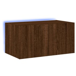 vidaXL Mueble de TV de pared con luces LED roble marrón 60x35x31 cm