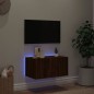 vidaXL Mueble de TV de pared con luces LED roble marrón 60x35x31 cm