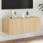 vidaXL Mueble de TV de pared con luces LED roble Sonoma 80x35x31 cm