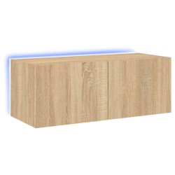 vidaXL Mueble de TV de pared con luces LED roble Sonoma 80x35x31 cm