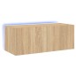 vidaXL Mueble de TV de pared con luces LED roble Sonoma 80x35x31 cm