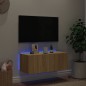 vidaXL Mueble de TV de pared con luces LED roble Sonoma 80x35x31 cm