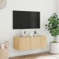 vidaXL Mueble de TV de pared con luces LED roble Sonoma 80x35x31 cm