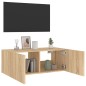 vidaXL Mueble de TV de pared con luces LED roble Sonoma 80x35x31 cm