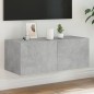 vidaXL Mueble de TV de pared con luces LED gris hormigón 80x35x31 cm