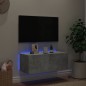 vidaXL Mueble de TV de pared con luces LED gris hormigón 80x35x31 cm