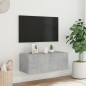 vidaXL Mueble de TV de pared con luces LED gris hormigón 80x35x31 cm