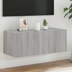 vidaXL Mueble de TV de pared con luces LED gris Sonoma 80x35x31 cm