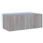 vidaXL Mueble de TV de pared con luces LED gris Sonoma 80x35x31 cm vidaXL Mueble de TV de pared con luces LED gris Sonoma 80x35x31 cm