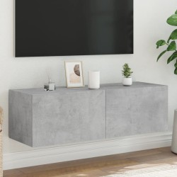 vidaXL Mueble de TV de pared con luces LED gris hormigón 100x35x31 cm