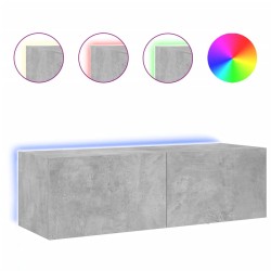 vidaXL Mueble de TV de pared con luces LED gris hormigón 100x35x31 cm