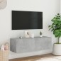 vidaXL Mueble de TV de pared con luces LED gris hormigón 100x35x31 cm vidaXL Mueble de TV de pared con luces LED gris hormigón 100x35x31 cm