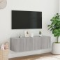 vidaXL Mueble de TV de pared con luces LED gris Sonoma 100x35x31 cm