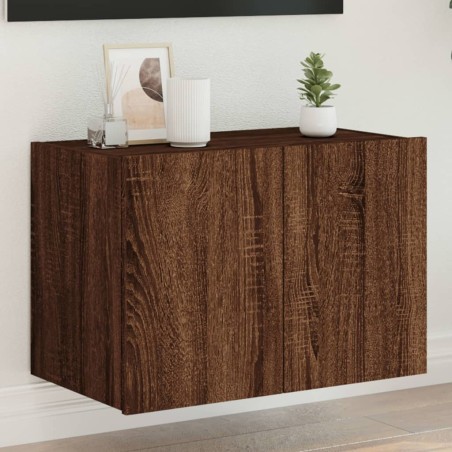 vidaXL Mueble de TV de pared con luces LED marrón roble 60x35x41 cm