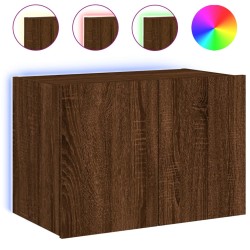 vidaXL Mueble de TV de pared con luces LED marrón roble 60x35x41 cm