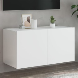 vidaXL Mueble de TV de pared con luces LED blanco 80x35x41 cm