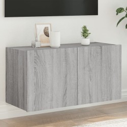 vidaXL Mueble de TV de pared con luces LED gris Sonoma 80x35x41 cm
