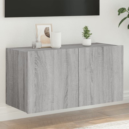 vidaXL Mueble de TV de pared con luces LED gris Sonoma 80x35x41 cm