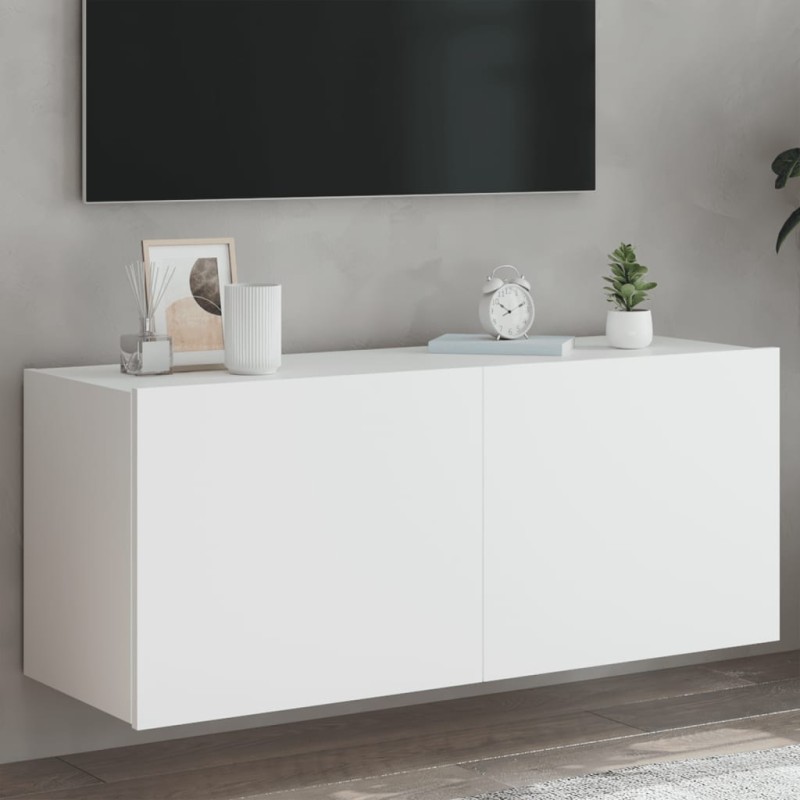 vidaXL Mueble de TV de pared con luces LED blanco 100x35x41 cm vidaXL Mueble de TV de pared con luces LED blanco 100x35x41 cm