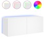 vidaXL Mueble de TV de pared con luces LED blanco 100x35x41 cm vidaXL Mueble de TV de pared con luces LED blanco 100x35x41 cm