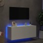vidaXL Mueble de TV de pared con luces LED blanco 100x35x41 cm vidaXL Mueble de TV de pared con luces LED blanco 100x35x41 cm