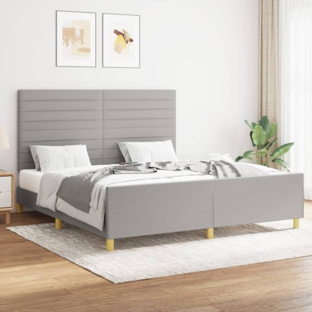 vidaXL Estructura de cama con cabecero tela gris claro 160x200 cm