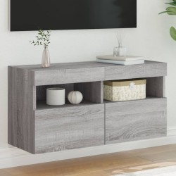 vidaXL Mueble de TV de pared con luces LED gris Sonoma 80x30x40 cm