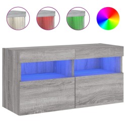 vidaXL Mueble de TV de pared con luces LED gris Sonoma 80x30x40 cm