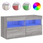 vidaXL Mueble de TV de pared con luces LED gris Sonoma 80x30x40 cm vidaXL Mueble de TV de pared con luces LED gris Sonoma 80x30x40 cm