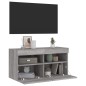 vidaXL Mueble de TV de pared con luces LED gris Sonoma 80x30x40 cm vidaXL Mueble de TV de pared con luces LED gris Sonoma 80x30x40 cm