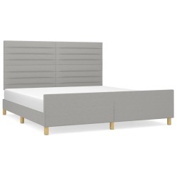 vidaXL Estructura de cama con cabecero tela gris claro 160x200 cm