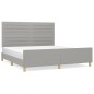 vidaXL Estructura de cama con cabecero tela gris claro 160x200 cm