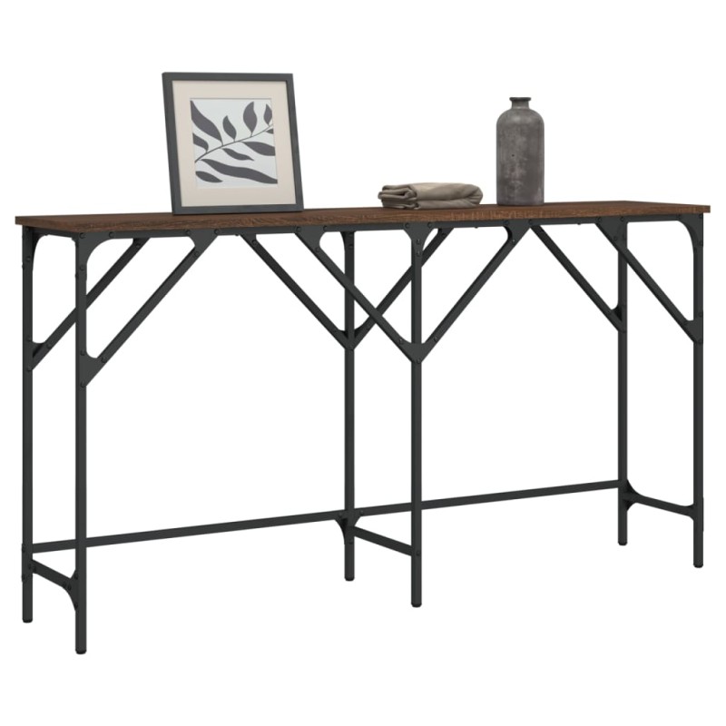 vidaXL Mesa consola madera de ingeniería roble marrón 140x29x75 cm